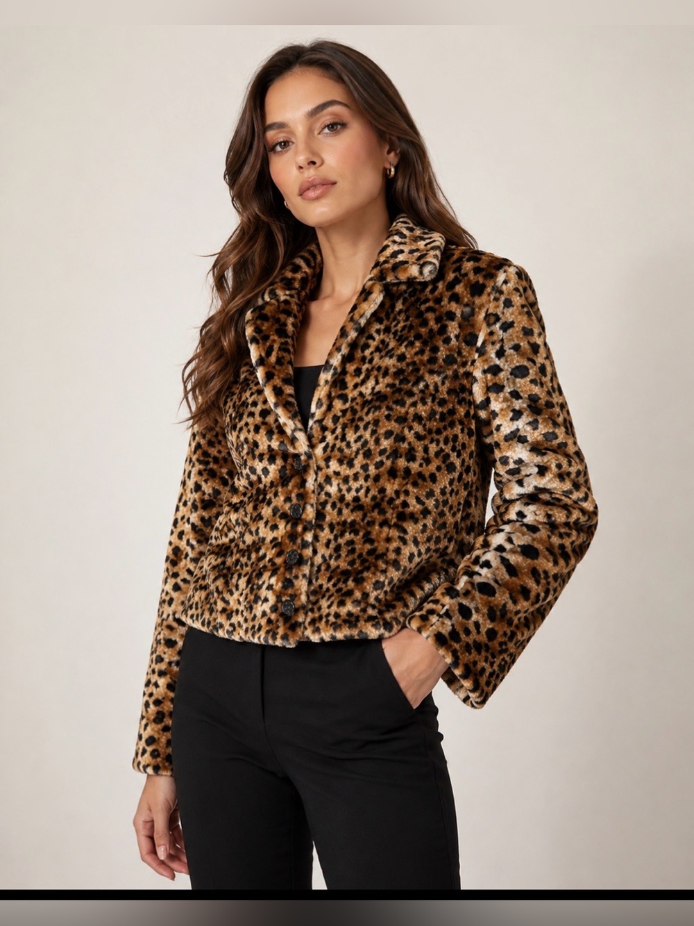 Vintage Yvan & Marzia Paris animal print cotton  fur. finish blazer  size L